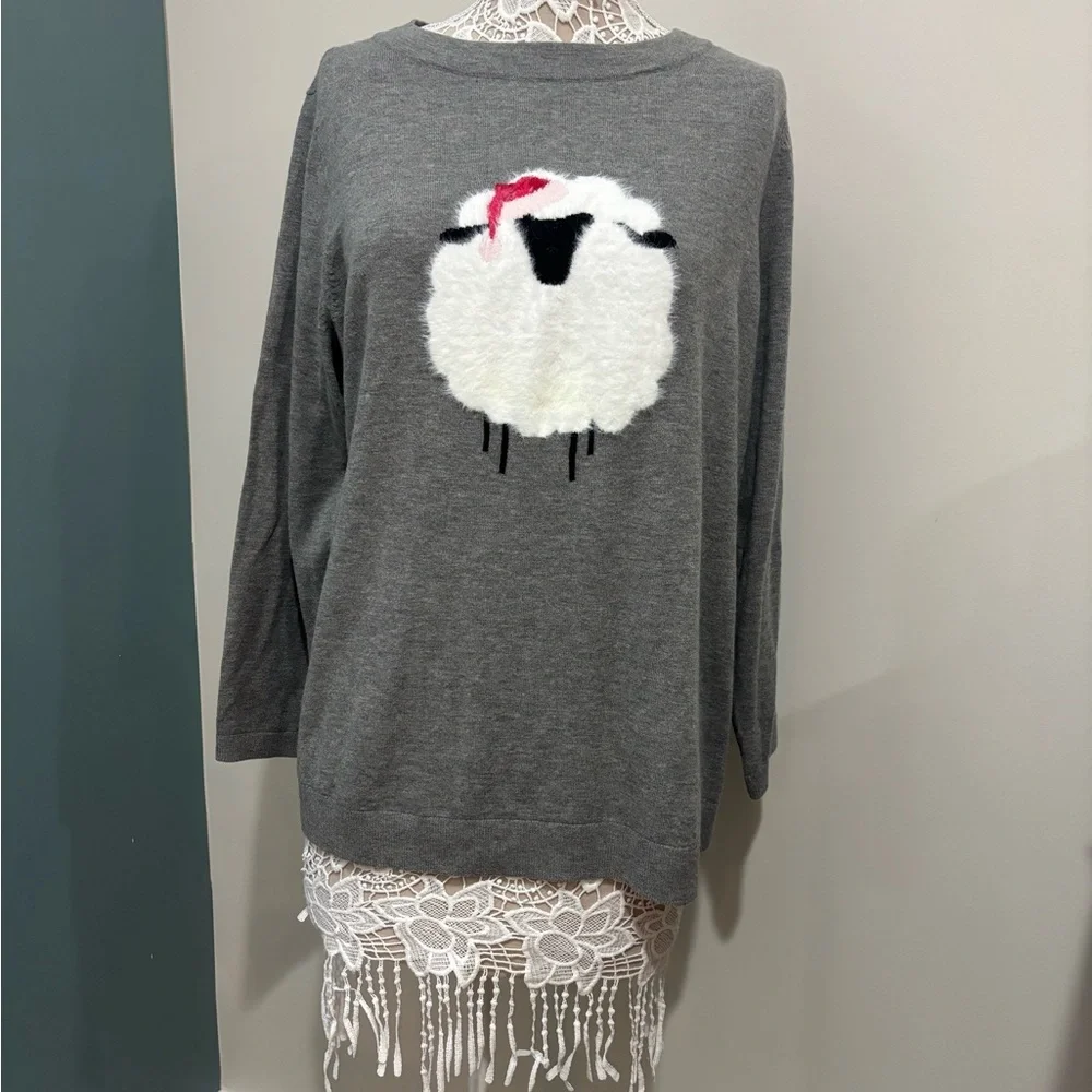 Talbots Wooly Sheep Crewneck Sweater Size 2x - Picture 2 of 7